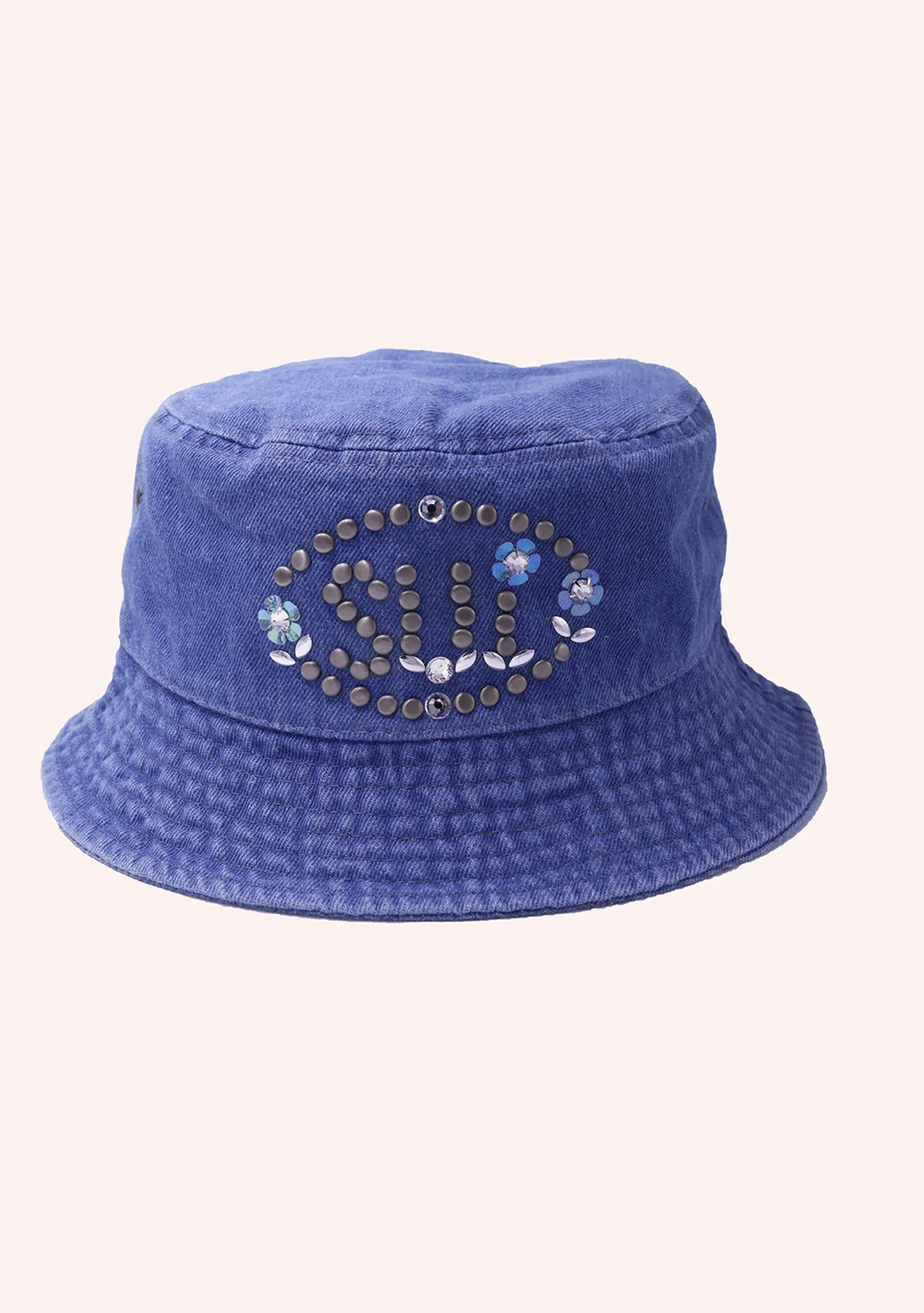 Studded Denim Bucket 
                Hat Denim