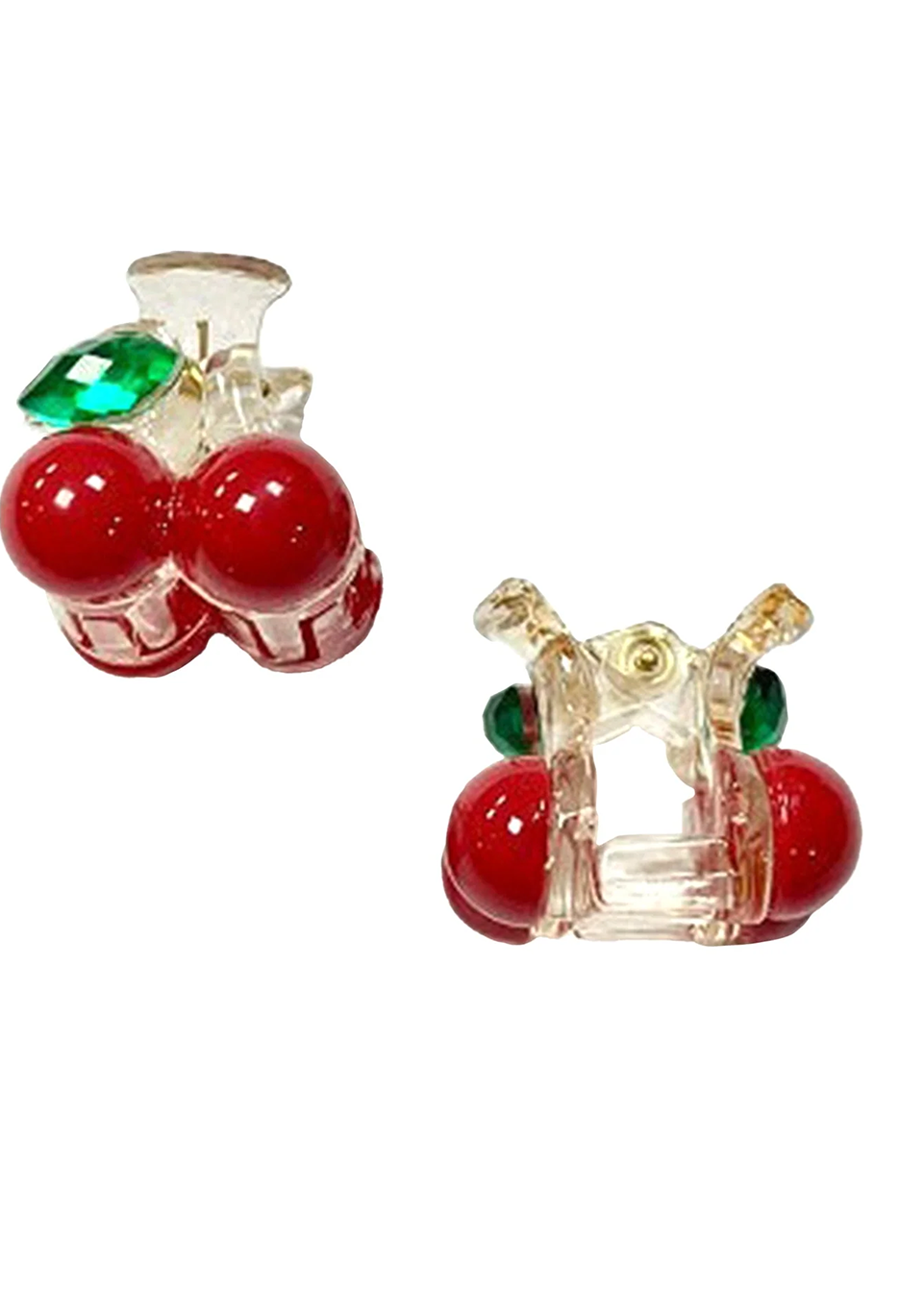 Baby Cherry Jaw Clip 
                Pair Red Clear