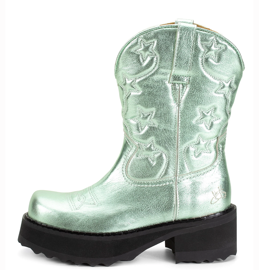 Anna Sui x John Fluevog 
                Ankle Cowboy Boot Mint