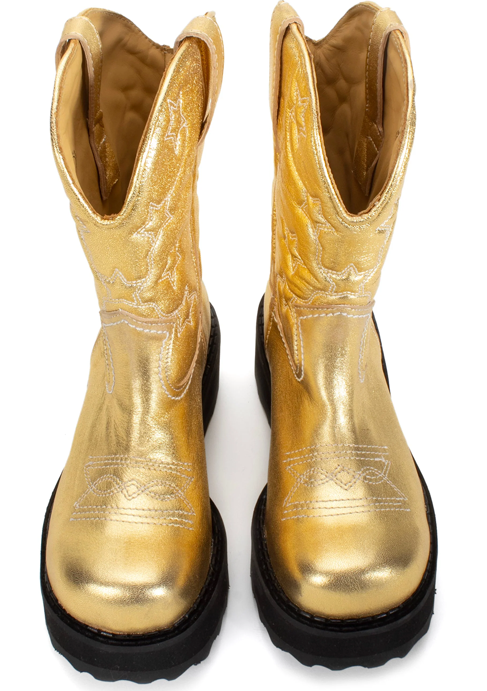 Anna Sui x John Fluevog Ankle 
                Cowboy Boot Gold