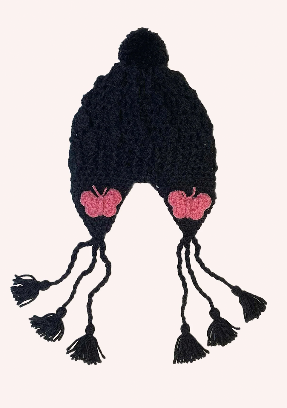 Butterfly Crochet Hat
                Black/Rose