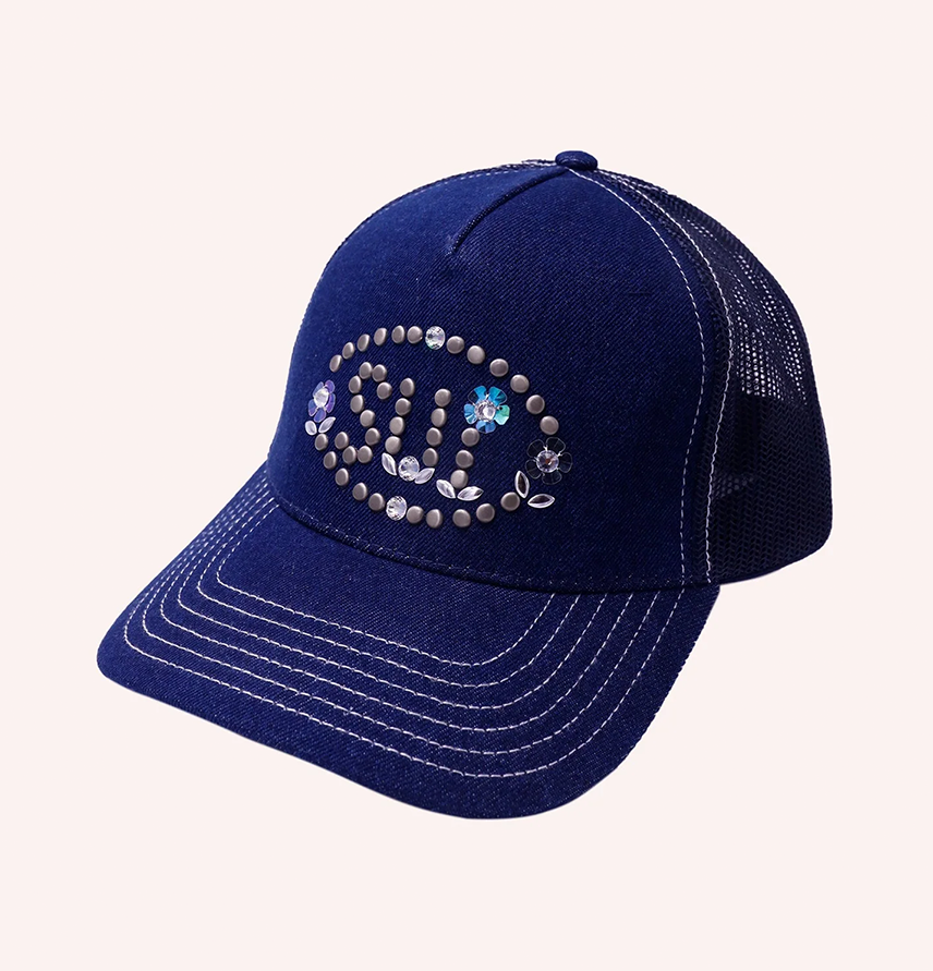 Studded Denim 
                Trucker Hat Denim