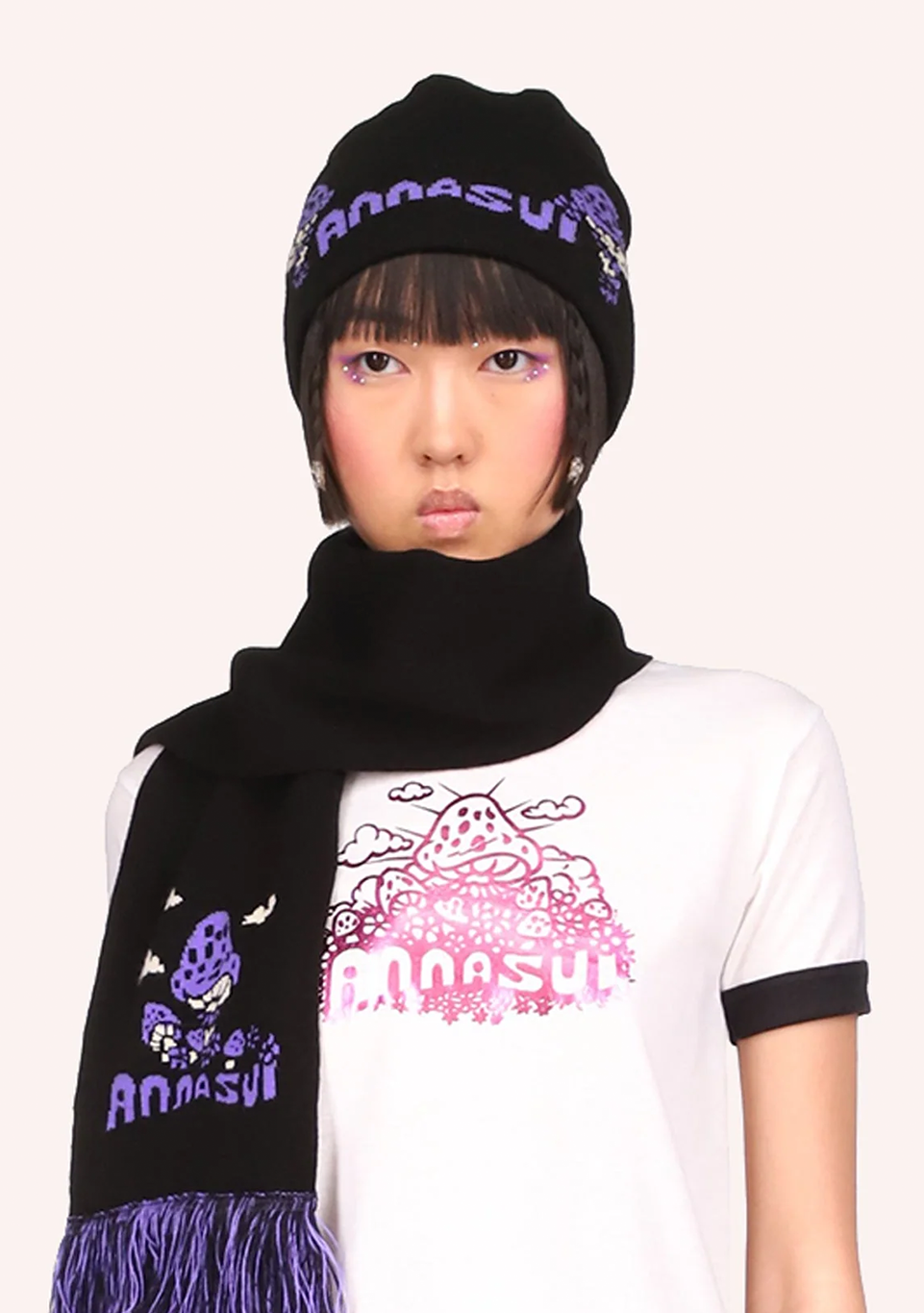Mushroom Beanie Black Multi