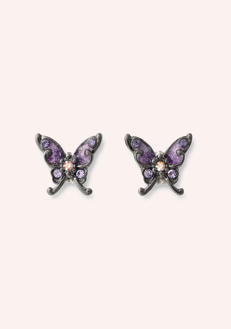 BUTTERFLY STUD EARRINGS BLACK MULTI