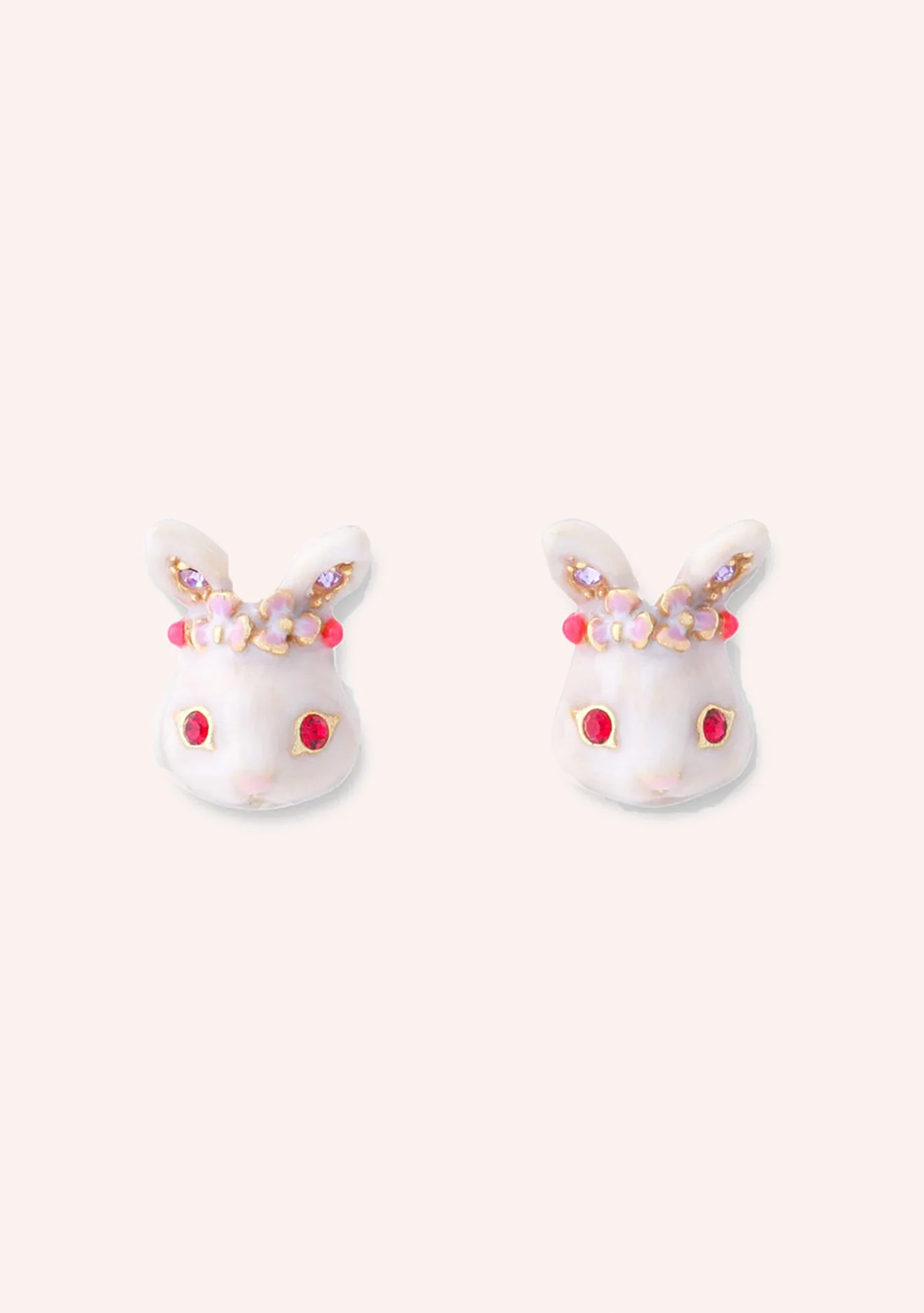 Rabbit Stud Earrings
                White Multi