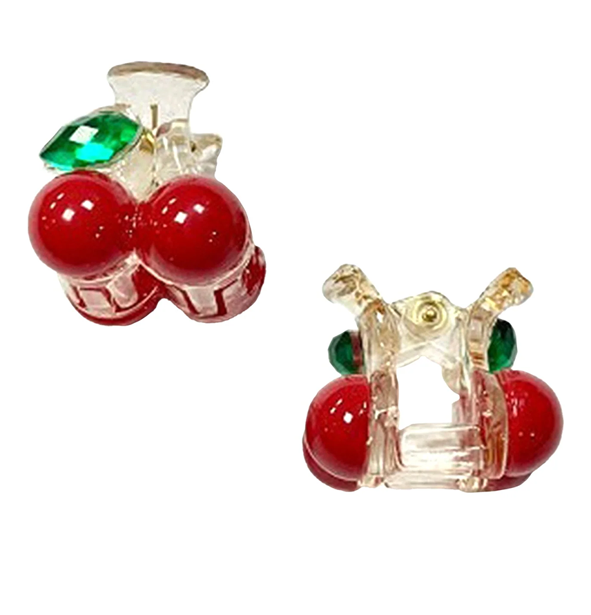 Baby Cherry Jaw Clip 
                Pair Red Clear
