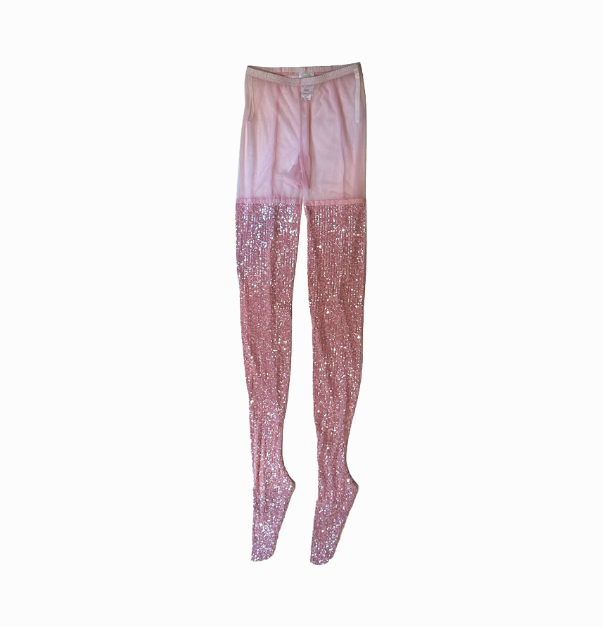 Sequin Mesh Tights Baby Pink