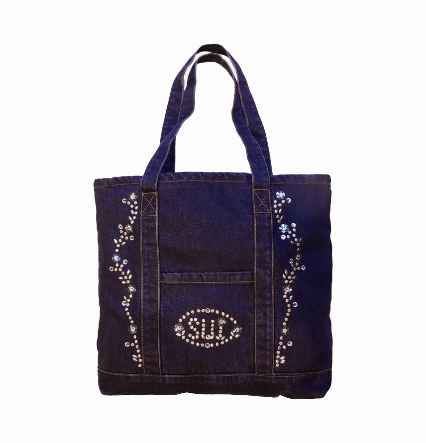 Studded Denim Tote Bag Denim