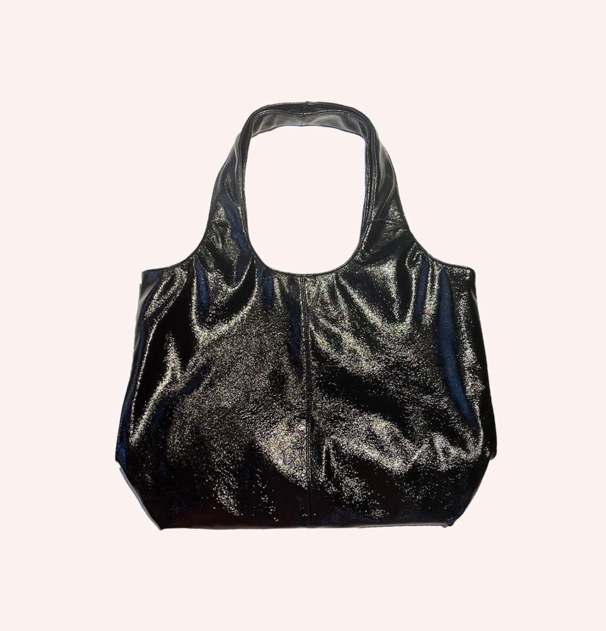 Black Patent Tote Bag