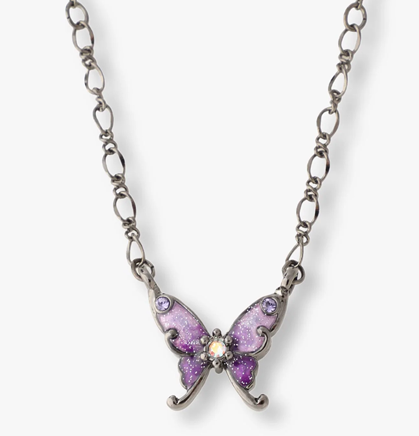 Butterfly and Moon Necklace 
                Set Black