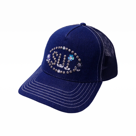 Studded Denim Trucker Hat Denim