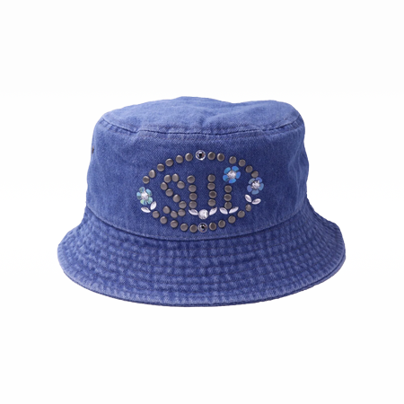 Studded Denim Bucket Hat Denim