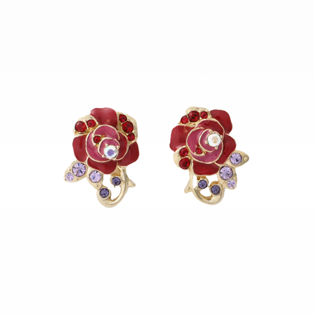Rose Stud Earrings Magenta Multi