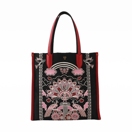 Gotote Peacock Fantasy Tote Bag Red Multi