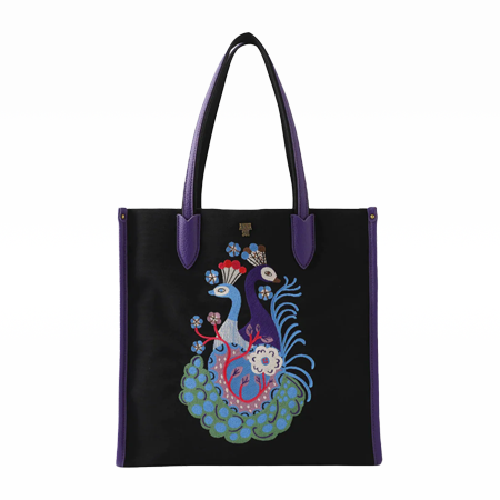 Gotote Peacock Tote Bag Purple Multi
