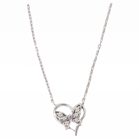 Heart Butterfly Necklace Silver