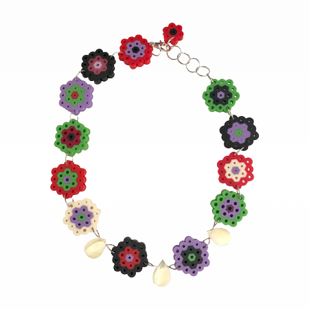 Daisy Chain Shell Choker Red Multi