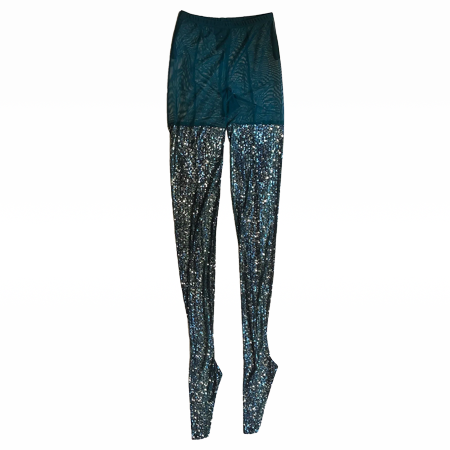 Snakeskin Sequin Tights Emerald Multi
