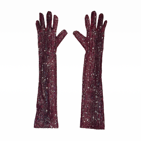 Snakeskin Sequin Gloves Ruby Multi