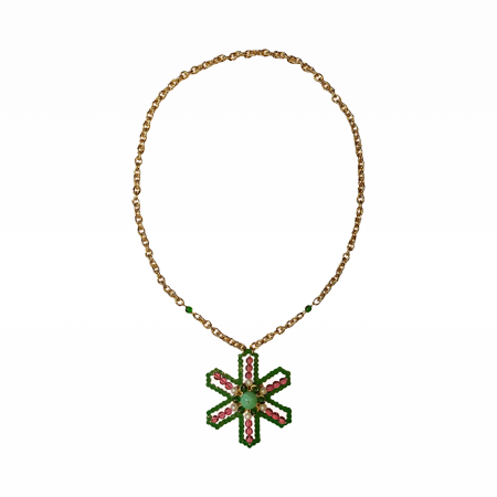 Burst Pendant Necklace Green/Pink Multi