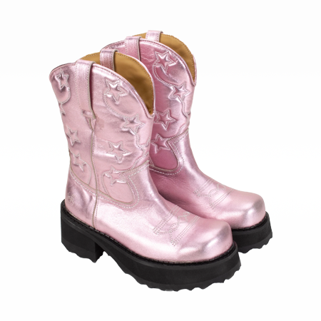 Anna Sui x John Fluevog Ankle Cowboy Boot Pink