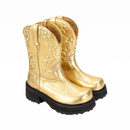 Anna Sui x John Fluevog Ankle Cowboy Boot Gold