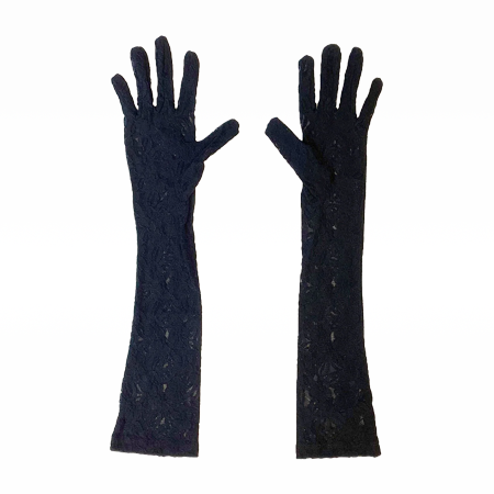 Floral Stretch Lace Gloves Black Multi